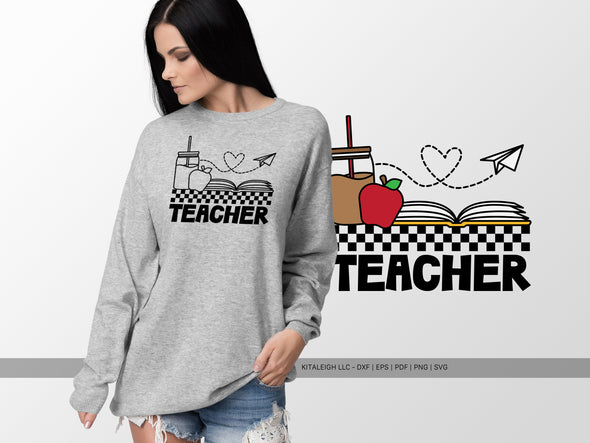 Retro Teacher with Essentials SVG | Back-to-School Craft & Teacher Gift