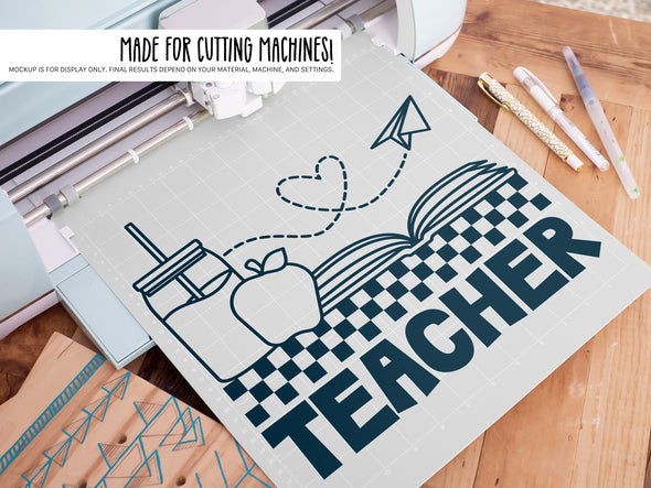 Retro Teacher with Essentials SVG | Back-to-School Craft & Teacher Gift