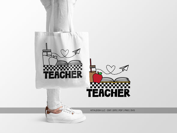 Retro Teacher with Essentials SVG | Back-to-School Craft & Teacher Gift