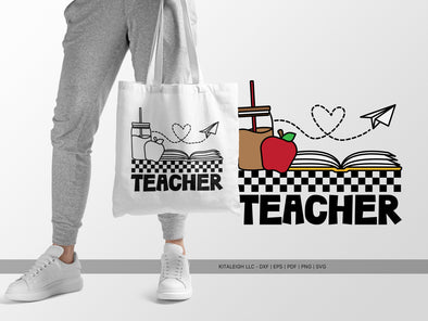 Retro Teacher with Essentials SVG | Back-to-School Craft & Teacher Gift