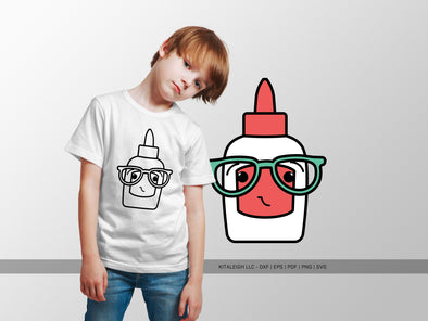 Glue Bottle Wearing Glasses SVG | Teacher & Classroom Craft Design