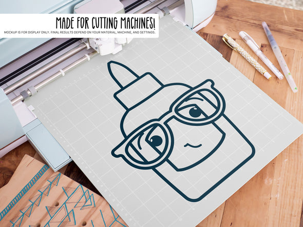 Glue Bottle Wearing Glasses SVG | Teacher & Classroom Craft Design