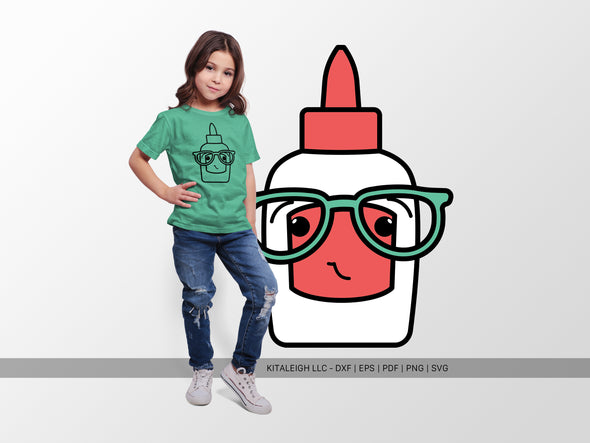 Glue Bottle Wearing Glasses SVG | Teacher & Classroom Craft Design