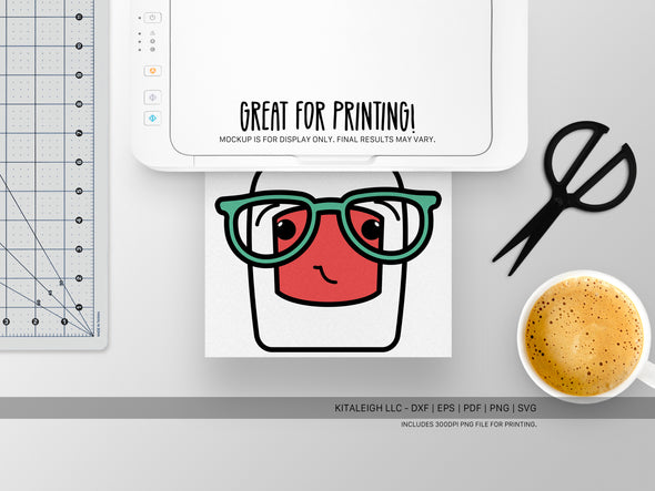 Glue Bottle Wearing Glasses SVG | Teacher & Classroom Craft Design