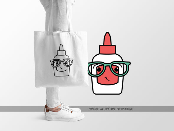 Glue Bottle Wearing Glasses SVG | Teacher & Classroom Craft Design