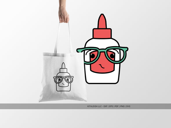 Glue Bottle Wearing Glasses SVG | Teacher & Classroom Craft Design