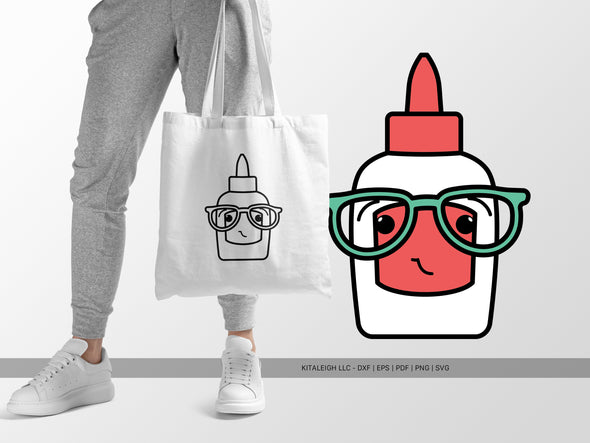 Glue Bottle Wearing Glasses SVG | Teacher & Classroom Craft Design