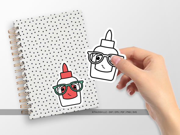 Glue Bottle Wearing Glasses SVG | Teacher & Classroom Craft Design