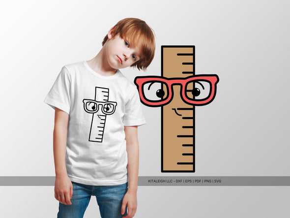 Ruler Wearing Glasses SVG | Cute Teacher & School Design
