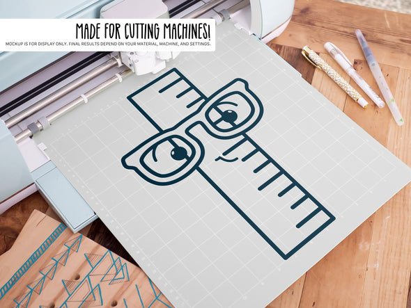 Ruler Wearing Glasses SVG | Cute Teacher & School Design