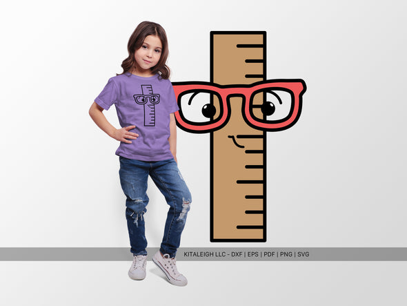 Ruler Wearing Glasses SVG | Cute Teacher & School Design