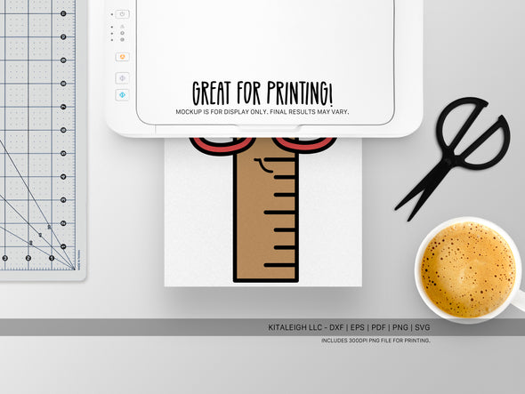 Ruler Wearing Glasses SVG | Cute Teacher & School Design