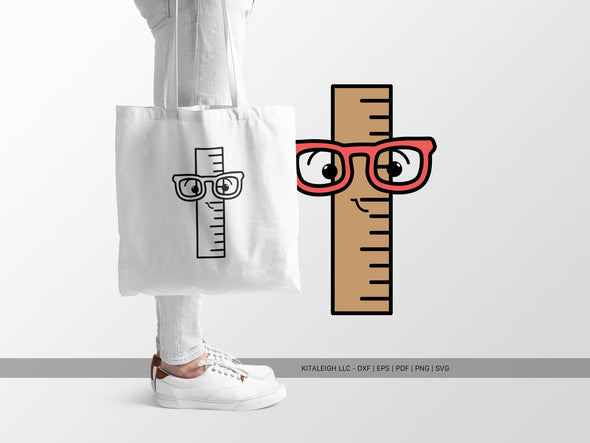 Ruler Wearing Glasses SVG | Cute Teacher & School Design