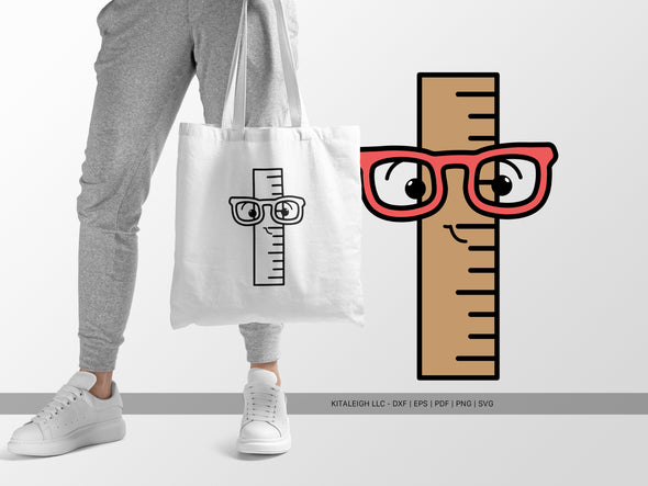 Ruler Wearing Glasses SVG | Cute Teacher & School Design