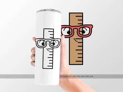 Ruler Wearing Glasses SVG | Cute Teacher & School Design