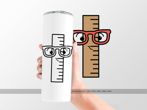 Ruler Wearing Glasses SVG | Cute Teacher & School Design