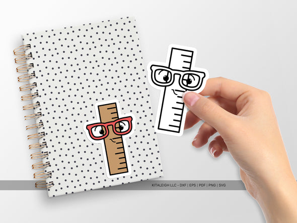 Ruler Wearing Glasses SVG | Cute Teacher & School Design