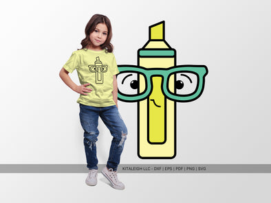 Highlighter Wearing Glasses SVG | Cute Teacher & Classroom Craft Design