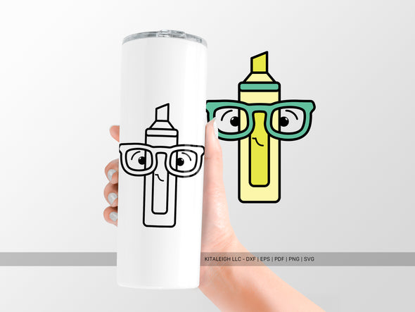 Highlighter Wearing Glasses SVG | Cute Teacher & Classroom Craft Design