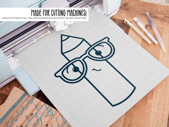 Colored Pencil Wearing Glasses SVG | Cute Teacher & School Design