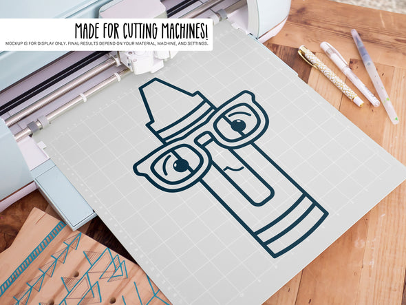 Crayon Wearing Glasses SVG | Teacher & Classroom Craft Design
