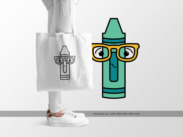Crayon Wearing Glasses SVG | Teacher & Classroom Craft Design