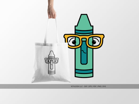 Crayon Wearing Glasses SVG | Teacher & Classroom Craft Design