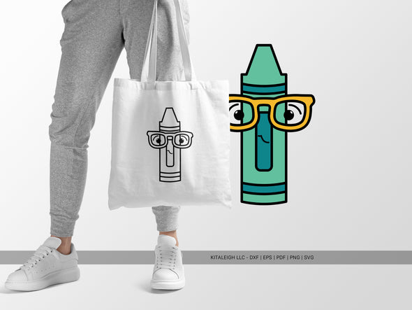 Crayon Wearing Glasses SVG | Teacher & Classroom Craft Design