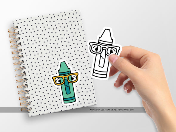 Crayon Wearing Glasses SVG | Teacher & Classroom Craft Design