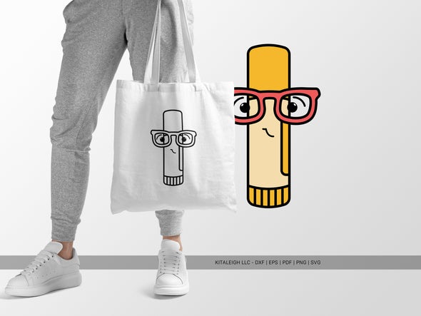Glue Stick Wearing Glasses SVG | Cute Teacher & Classroom Design