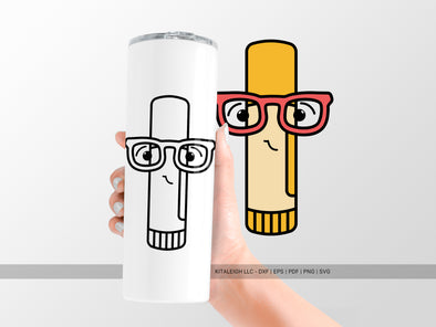 Glue Stick Wearing Glasses SVG | Cute Teacher & Classroom Design
