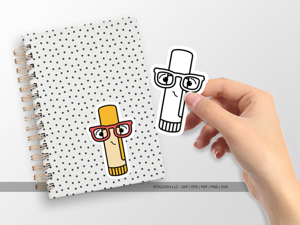 Glue Stick Wearing Glasses SVG | Cute Teacher & Classroom Design