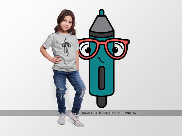 Click Pen Wearing Glasses SVG | Cute Teacher & School Craft Design