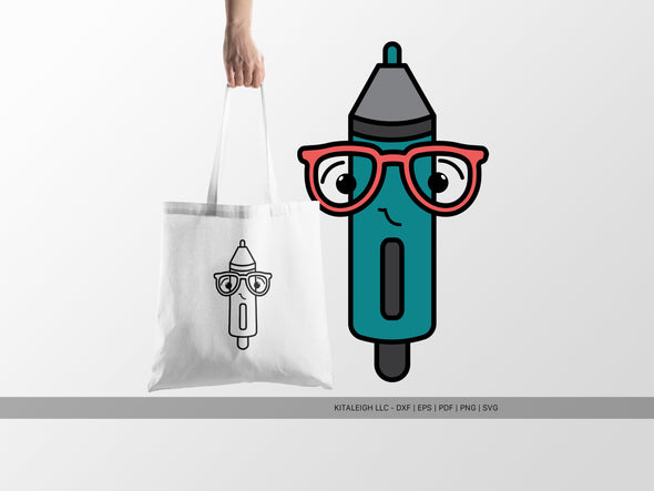 Click Pen Wearing Glasses SVG | Cute Teacher & School Craft Design