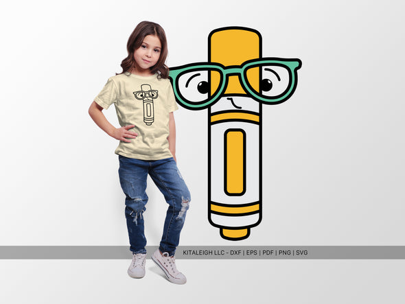 Marker Wearing Glasses SVG | Cute Teacher & Classroom Craft Design