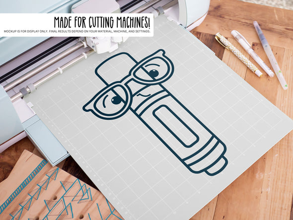 Marker Wearing Glasses SVG | Cute Teacher & Classroom Craft Design