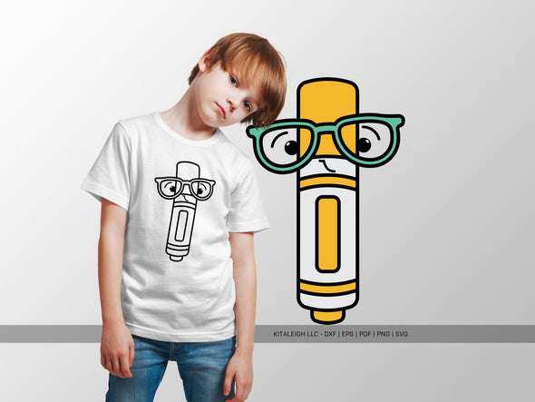 Marker Wearing Glasses SVG | Cute Teacher & Classroom Craft Design