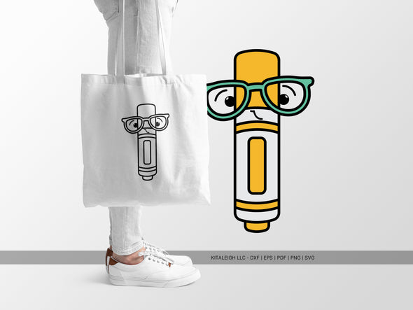 Marker Wearing Glasses SVG | Cute Teacher & Classroom Craft Design