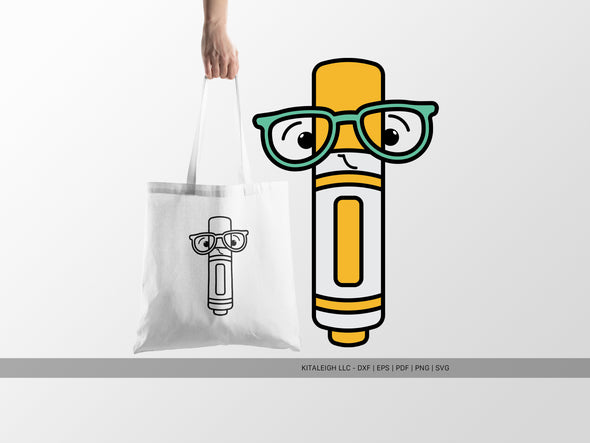 Marker Wearing Glasses SVG | Cute Teacher & Classroom Craft Design