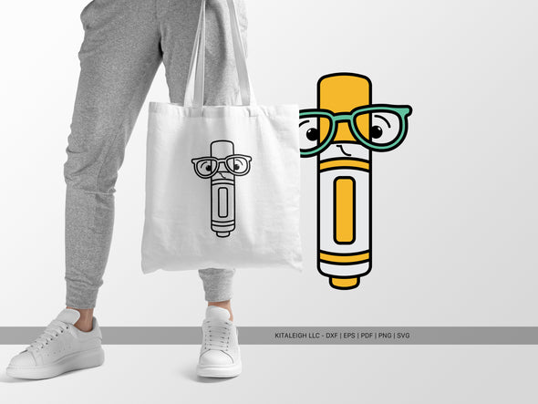 Marker Wearing Glasses SVG | Cute Teacher & Classroom Craft Design