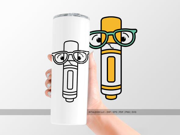 Marker Wearing Glasses SVG | Cute Teacher & Classroom Craft Design