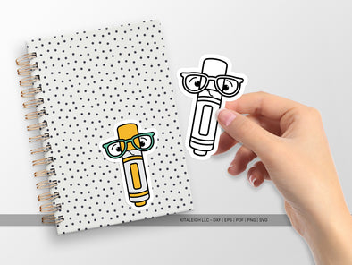 Marker Wearing Glasses SVG | Cute Teacher & Classroom Craft Design