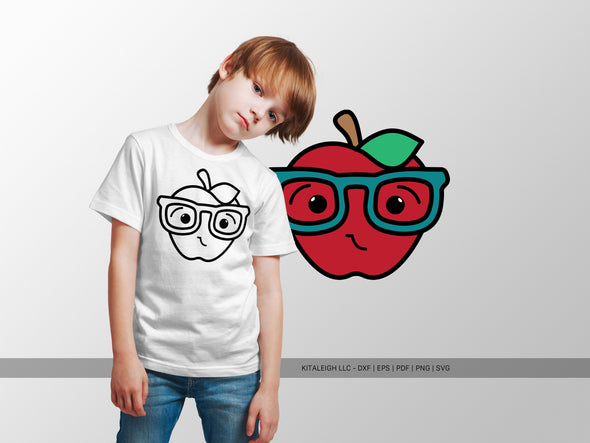Happy Apple Wearing Glasses SVG | Back-to-School & Teacher Design