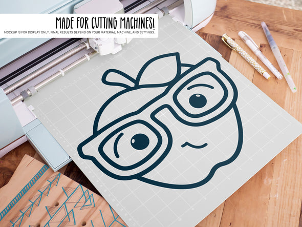 Happy Apple Wearing Glasses SVG | Back-to-School & Teacher Design