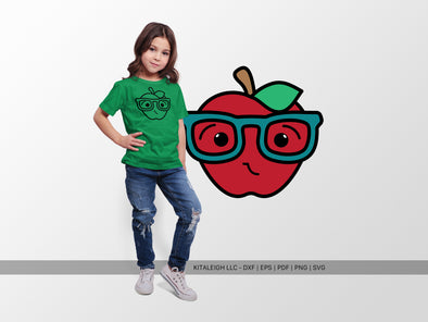Happy Apple Wearing Glasses SVG | Back-to-School & Teacher Design