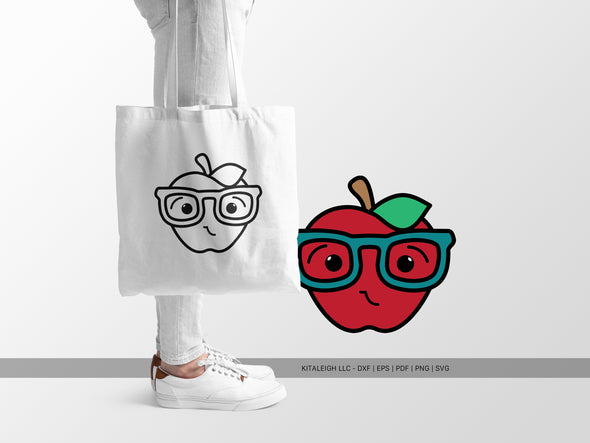 Happy Apple Wearing Glasses SVG | Back-to-School & Teacher Design