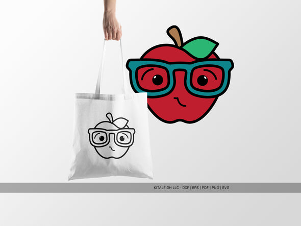 Happy Apple Wearing Glasses SVG | Back-to-School & Teacher Design