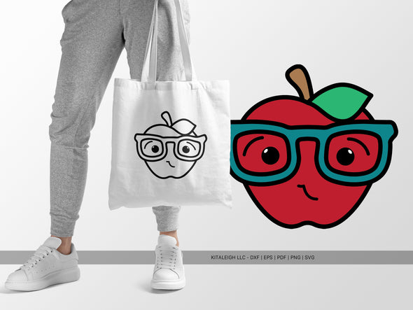 Happy Apple Wearing Glasses SVG | Back-to-School & Teacher Design