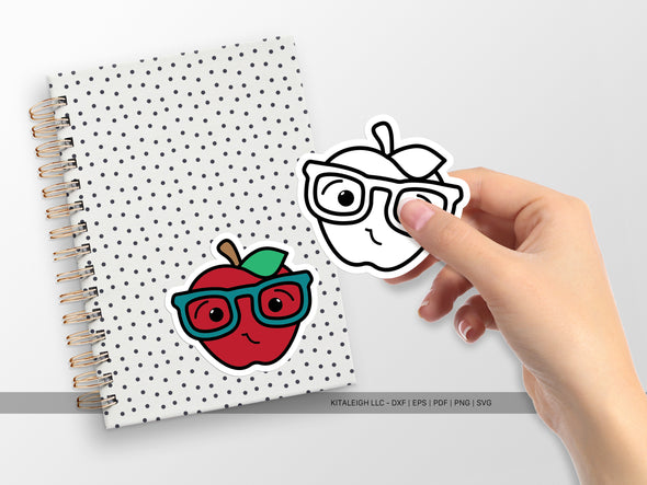 Happy Apple Wearing Glasses SVG | Back-to-School & Teacher Design