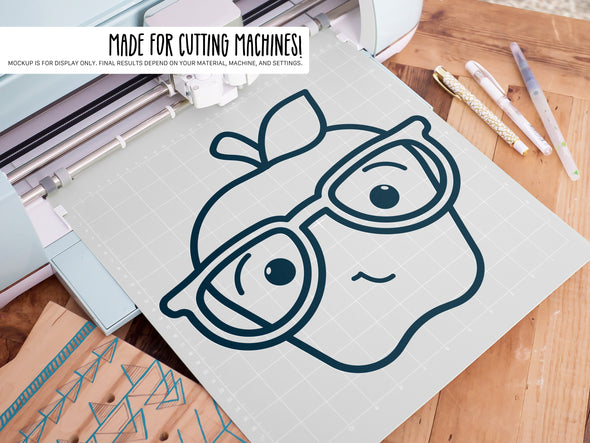 Mr. Apple Wearing Glasses SVG | Cute Teacher & Classroom Craft Design